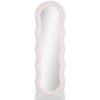 HOMCOM Wavy Velvet-Feel Full Length Mirror - Pink