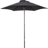 Outsunny Parasols Umbrellas 2m Patio Outdoor Sun Shade with 6 Sturdy Ribs for Balcony, Bench, Garden, Black