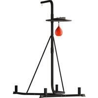 HOMCOM 170-190cm Freestanding Boxing Punch Bag Hanger & Speed Ball Station Platform Hanging Frame Home Gym, Black