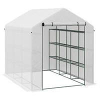 Outsunny Walk-in Garden Greenhouse Shelves Polytunnel Steeple Grow House
