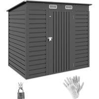 Outsunny 6.3 x 4.3FT Garden Shed. Galvanised Metal Shed, Outdoor Tool Storage Shed with Pent Roof, Lockable Door and 2 Vents, Grey