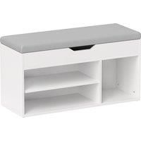 HOMCOM Shoes Cabinet Bench Hidden Storage Padded Seat Organiser Footwear Rack Hallway Cream White