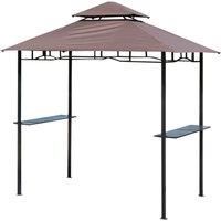 Outsunny 8 ft New Double-Tier BBQ Gazebo Grill Canopy Barbecue Tent Shelter Patio Deck Cover - Coffee