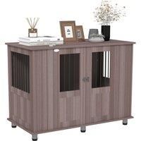 PawHut Dog Crate Table for Medium and Large Dogs with Magnetic Door for Indoor Use, 116 x 60 x 87 cm, Purple