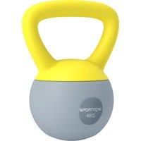 SPORTNOW Soft Kettlebell, 4kg Kettle Bell with Non-Slip Handle for Home Gym Weight Lifting and Strength Training, Yellow and Grey