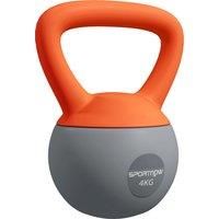 SPORTNOW Soft Kettlebell, 4kg Kettle Bell with Non-Slip Handle for Home Gym Weight Lifting and Strength Training, Orange and Grey