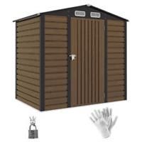 Outsunny 6.2 x 4.3ft Garden Metal Shed with Vent for Garden, Patio, Oak