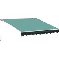 Outsunny 3x2.5 m Sun Shade Canopy Garden Patio Manual Retractable Awning Canopy Sun Shade Shelter, 3x2.5 m-Dark Green