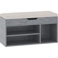 HOMCOM Shoes Cabinet Bench Hidden Storage Padded Seat Organiser Footwear Rack Hallway Grey Wood Grain
