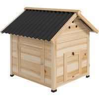 Wooden Duck House, Raised Poultry Coop with Double Doors, Natural Wood Finish