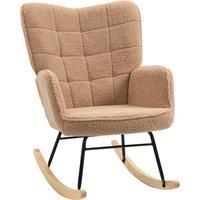 HOMCOM Soft Fleecey Rocking Wingback Chair - Light Brown