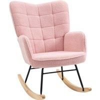 HOMCOM Soft Fleecey Rocking Wingback Chair - Pink