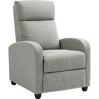 HOMCOM Push Back Recliner Armchair, Linen Fabric Manual Reclining Chair with Adjustable Footrest and Padded Seat for Living Room, Bedroom, Light Grey