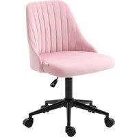 Vinsetto Velvet-Feel Armless Office Chair - Pink