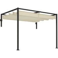 Outsunny 2 x 3(m) Lean To Steel Pergola, with Moving Fabric Canopy - Khaki