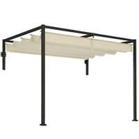 Outsunny 2 x 3(m) Wall Mounted Pergola with Retractable Roof, Khaki