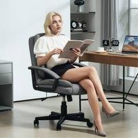 HOMCOM Office Chair, Computer Desk Chair, Mid Back Executive Chair with Adjustable Height and Swivel Rolling Wheels for Home Study, Grey