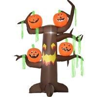 HOMCOM Next Day Delivery Halloween Inflatable Decoration Ghost Tree, 2.4m, 6 LED lights