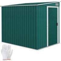 Outsunny 7 x 5ft Galvanised Metal Shed, with Sliding Door - Green