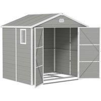 Outsunny 7.9ft x 6.2ft Aluminium Frame and Plastic Wall Shed, with Foundation - Light Grey