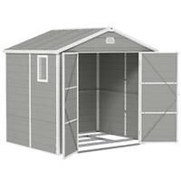 Outsunny 8 x 6ft Garden Shed Storage w/ Foundation Kit, Vents, Light Grey