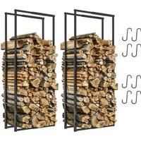 100-150cm Retractable Fireplace Wood Store Rack, 2 Pack Metal Log Storage Shelf