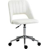 Vinsetto Armless Velvet-Feel Office Chair - Cream White