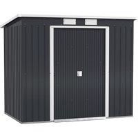 7 x 4ft Lean to Metal Garden Storage Shed w/ Doors Vents Sloped Roof
