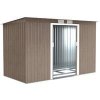 Outsunny 9x4 Garden Metal Storage Shed with Foundation Kit and Sliding Doors, Garden Storage with Ventilations, Light Grey Aosom UK
