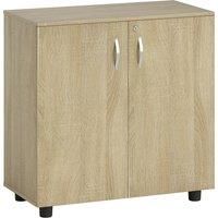 Vinsetto Two-Tier Locking Office Storage Cabinet - Oak