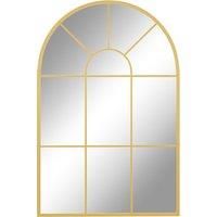 HOMCOM Modern Arched Wall Mirror, 91 x 60 cm Window Mirrors for Living Room, Bedroom, Gold Tone