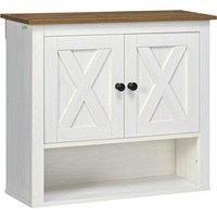kleankin On-Wall Farmhouse Bathroom Storage Cabinet - White