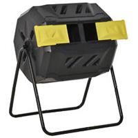 Outsunny 160L Outdoor Tumbling Compost Bin with Dual Chamber, Yellow