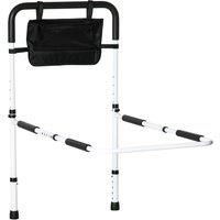 HOMCOM Safety Bed Rail, Height Adjustable Bed Assist Rail with Storage Pocket, Grab Bar for Disabled and Senior, White