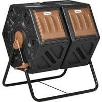 Dual Chamber Rotating Composter, 130L Compost Bin with Ventilation Openings