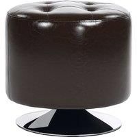 HOMCOM 360 Swivel Foot Stool Round PU Footstool with Thick Sponge Padding and Solid Steel Base, Brown