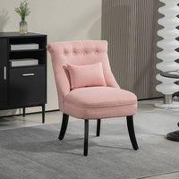 HOMCOM Fabric Single Sofa Upholstered w/ Pillow Wood Leg Pink, Pink