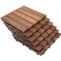 Outsunny 27 Pcs Floor Tiles Interlocking Solid Wood DIY Deck Tiles Indoor Outdoor Flooring