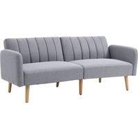 HOMCOM Two-Seater Sofa Bed, with Split Back - Light Grey