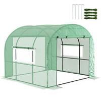 Outsunny 3 x 3 x 2m Polytunnel Greenhouse with Doors and Mesh Windows