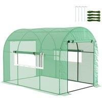 Outsunny 300 x 200cm Walk-In Polytunnel Greenhouse - Green