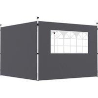Outsunny 3 Meters Gazebo Replaceable Exchangeable Side Panel Wall Panels Walls With Window, Dark Grey