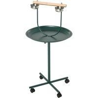 PawHut Bird Perch Stand with Perch, Four Wheels, Feeding Bowls for Small & Medium Birds, Green