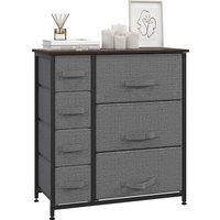 HOMCOM Chest of Drawers with 7 Drawers, Fabric Drawers with Large Storage Space, Drawers Dresser with Metal Frame, Adjustable Feet for Bedroom Living Room, Dark Grey