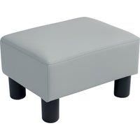 HOMCOM PU Leather Footstool with 4 Plastic Legs, Grey