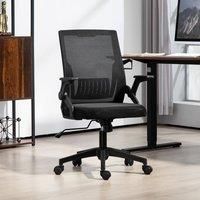 Vinsetto Mesh Office Chair for Home w/ Lumbar Support, Flip-up Arm, Wheels, Black