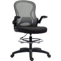Vinsetto Adjustable Mesh Standing Desk Chair with Flip-up Armrests Lumbar Support Armrests Adjustable Footrest Ring, Dark Grey