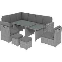 Outsunny Seven-Piece Rattan Garden Sofa Set, with Expanding Table - Light Grey