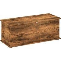 HOMCOM 113L Storage Chest, Storage Box with Flip-Top Lid and 2 Safety Hinges, Storage Trunk for Living Room, Entryway, 100 x 40 x 40 cm, Rustic Brown