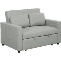 HOMCOM Velvet-Feel Two-Seater Sofa Bed - Light Grey